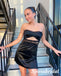 Sexy Black Soft Satin Sweetheart Sleeveless Sheath Mini Dresses/ Homecoming Dresses With Lace, PD3618