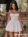 Sexy White Lace Spaghetti Straps Sleeveless A-Line Short Prom Dresses/Homecoming Dresses, PD3521