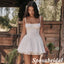 Sexy White Lace Spaghetti Straps Sleeveless A-Line Short Prom Dresses/Homecoming Dresses, PD3521