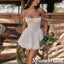 Sexy White Lace Spaghetti Straps Sleeveless A-Line Short Prom Dresses/Homecoming Dresses, PD3521