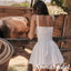 Sexy White Lace Spaghetti Straps Sleeveless A-Line Short Prom Dresses/Homecoming Dresses, PD3521