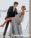 Sexy Tulle And Lace Sweetheart V-Neck Sleeveless Side Slit A-Line Long Prom Dresses, PD3913