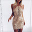 Halter Backless Gold Applique Sparkly Tight Homecoming Dresses 2021, CM436