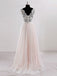 Cap Sleeves V Neck See Through A-line Cheap Wedding Dresses Online, WD342 - SposaBridal