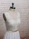Backless V Neck Cap Sleeve Lace Simple Cheap Beach Wedding Dresses, WD323 - SposaBridal