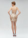 Halter Backless Gold Applique Sparkly Tight Homecoming Dresses 2021, CM436