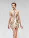 Halter Backless Gold Applique Sparkly Tight Homecoming Dresses 2021, CM436