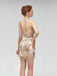 Halter Backless Gold Applique Sparkly Tight Homecoming Dresses 2021, CM436
