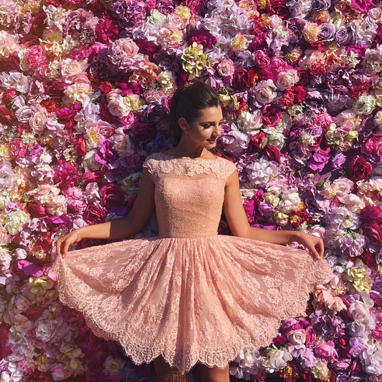 Cap Sleeve Beaded Cute Peach Lace Homecoming Dresses 2018, CM441 - SposaBridal