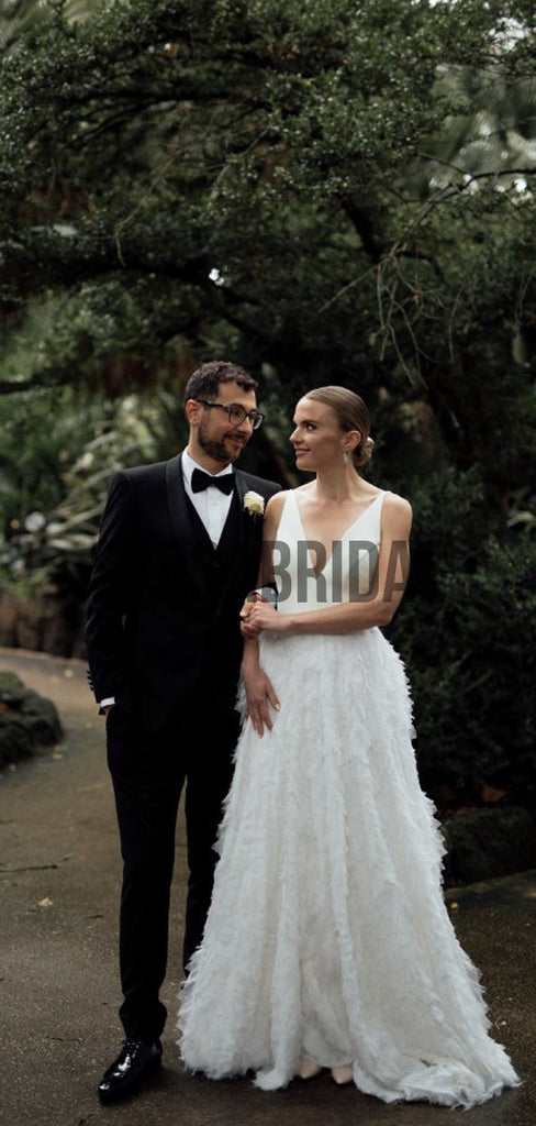 A-line Elegant Unique Country Long Wedding Dresses WD0501