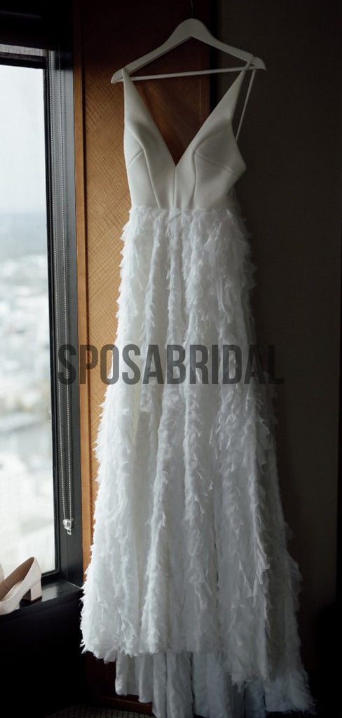 A-line Elegant Unique Country Long Wedding Dresses WD0501