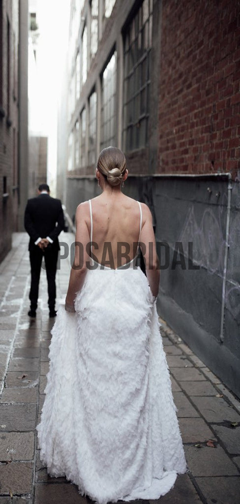 A-line Elegant Unique Country Long Wedding Dresses WD0501