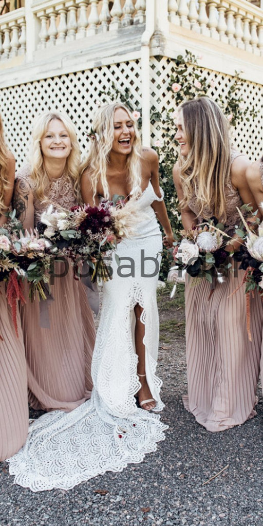 A-line Full Lace Off the Shoulder Beach Vintage Wedding Dresses WD0473