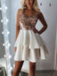 A-line Ruffle Hot Spaghetti Strap Lace Short Homecoming Dresses, BD0427