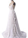 Charming Boho Spaghetti Strap A-line Lace Long Beach Wedding Dresses, WD0596