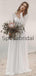 A-line Long Sleeves Chiffon Lace Vintage Long Wedding Dresses WD0536