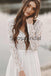 A-line Long Sleeves Chiffon Lace Vintage Long Wedding Dresses WD0536