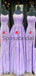 A-line Mermaid Purple Lace Straps Modest Prom Dresses PD2137