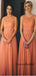 A-line Orange Chiffon Lace Long Bridesmiad Dresses WG906