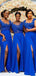 A-line Royal Blue Side Slit Lace Gorgeous Bridesmaid Dresses WG603