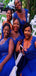 A-line Royal Blue Side Slit Lace Gorgeous Bridesmaid Dresses WG603