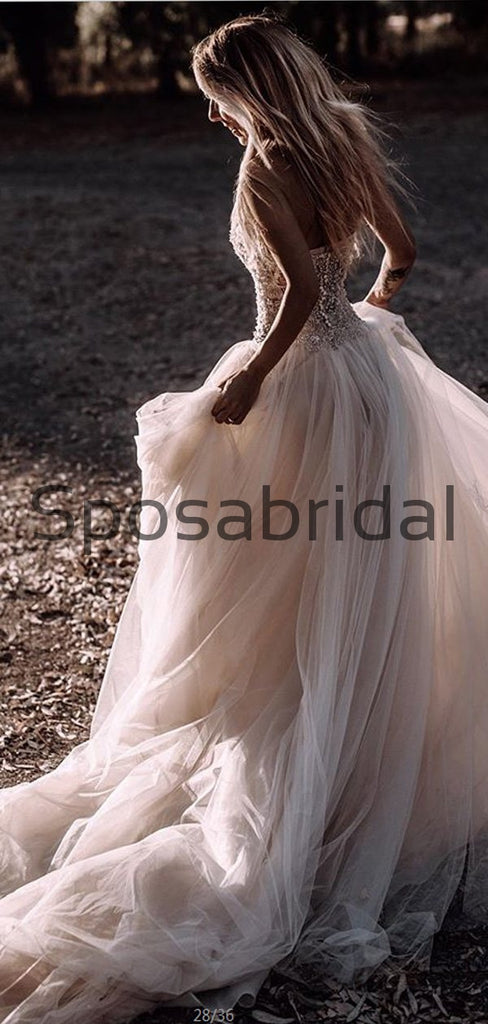 A-line Sweetheart Long Tulle Vintage Princess Wedding Dresses WD0409