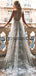 A-line Unique Lace Spaghetti Straps Long Vintage Princess Wedding Dresses WD0366