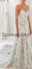 A-line Unique Lace Spaghetti Straps Long Vintage Princess Wedding Dresses WD0366