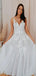 Sexy Boho A-line V-Neck Lace Long Wedding Dresses, WD0614