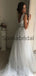 A-line V-Neck Light Gray Vintage Popular Modest Wedding Dresses WD0418