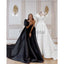 A-line Black White Satin One Shoulder Hot Modest Prom Dresses PD1961