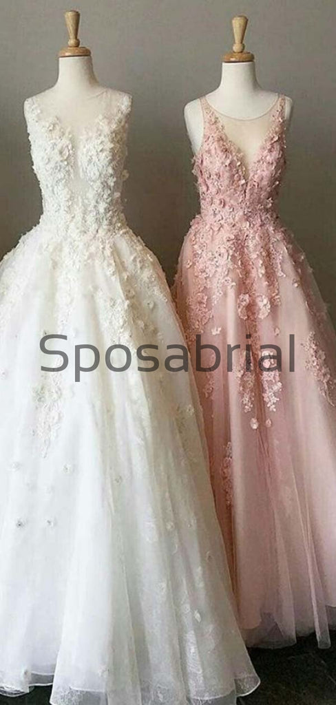 A-line Round Neck Lace Hot Sale Modest Formal Prom Dresses PD2004