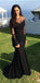 Black Lace Mermaid Popular Prom Dress, Sexy Fashion Dress, Long Sleeves Scoop Prom Dress, PD0435
