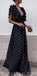 Boho Black Blue Red Sexy V Neck A-line  Unique Design Wave Point Evening Maxi Prom Dresses,PD1099