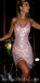 Charming Sparkly Spaghetti Straps Pink Simple Homecomg Dresses, Sexy Prom Dress, BD0409