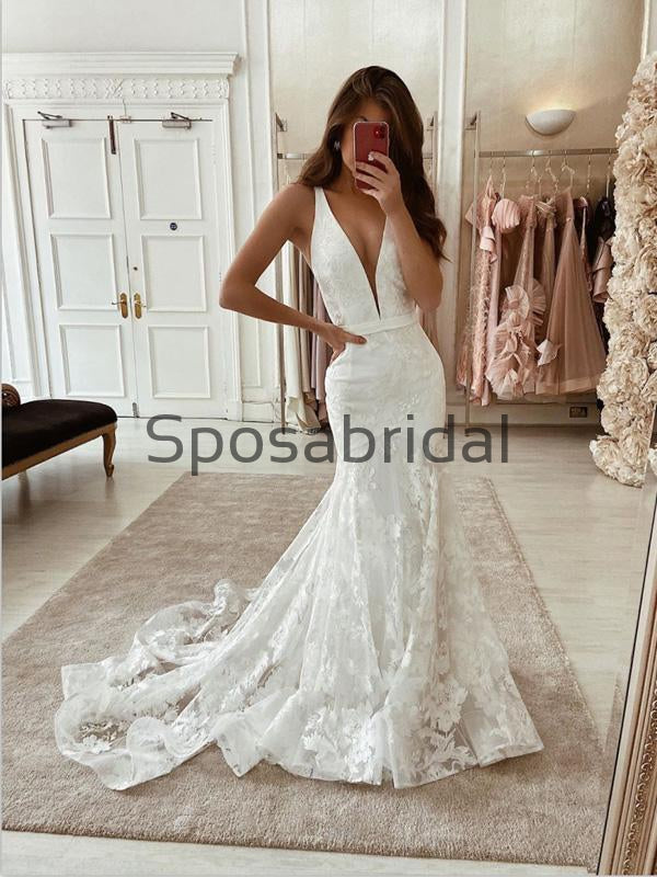 Charming Mermaid Unique Lace Dream Romantic Wedding Dresses WD0437