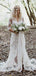 Boho Long Sleeve Luxury Lace Long Beach Wedding Dresses, WD0615