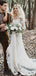Boho Long Sleeve Luxury Lace Long Beach Wedding Dresses, WD0615