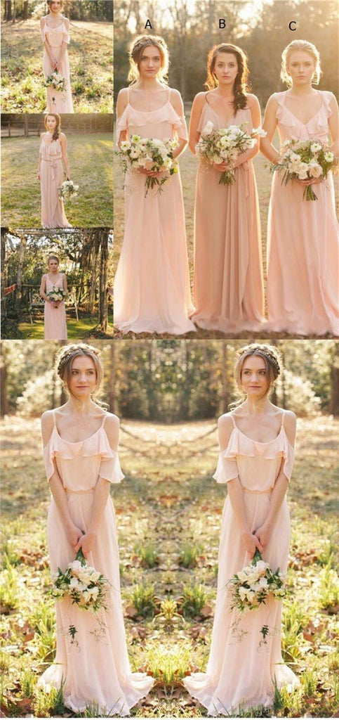 Chiffon Cheap Bridesmaid Dresses, Pink Lovely Popular Fashion New Unique Bridesmaid Dress, PD0425