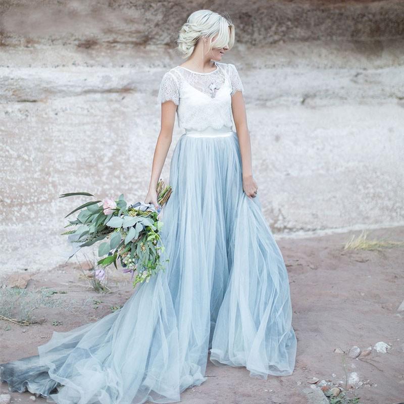Charming Top Lace Short Sleeves Wedding Dresses, Fashion Popular Bridal Dress, Prom Dress, PD0452 - SposaBridal