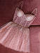 Cute Sparkly Gold Pink Beaded Sweetheart A-line Homecoming Dresses, BD0412