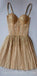 Cute Sparkly Gold Pink Beaded Sweetheart A-line Homecoming Dresses, BD0412