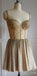 Cute Sparkly Gold Pink Beaded Sweetheart A-line Homecoming Dresses, BD0412