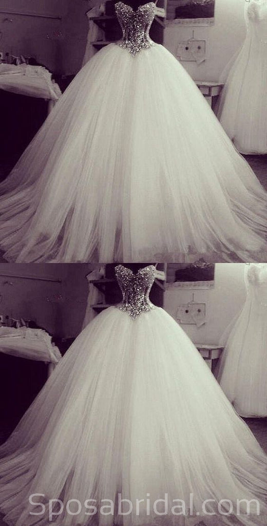 Gorgeous Crystal Beading Princess Romatic  Wedding Dresses,  Tulle Ball Gown, WD0354