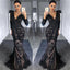 Long Sleeves Black Mermaid Modest Elegant High Quality Long Prom Dresses PD1439