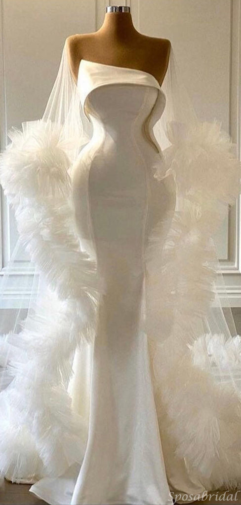 Mermaid Unique Dsign Elegant Ivory Beach Wedding Dresses WD0608