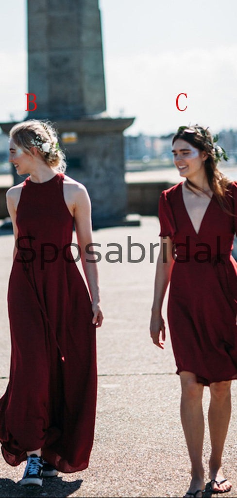 Mismatched Burgundy Summer Beach Hot Bridesmaid Dresses WG816