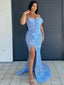 Sexy Sparkly Strapless Sweetheart Side-slit Mermaid Long Prom Dress, PD3498