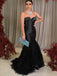Elegant Formal Black Strapless Sweetheart Mermaid Long Prom Dress, PD3507