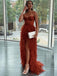 Rust Red Strapless Sweetheart Sexy Side-slit Mermaid Long Prom Dress, PD3518